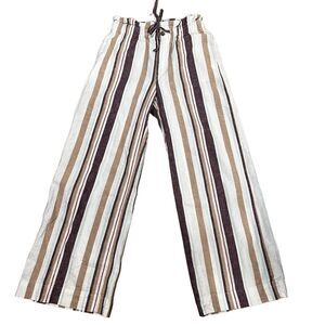 Abercrombie & Fitch Linen-Blend Striped Drawstring Pockets Wide Leg M Pants